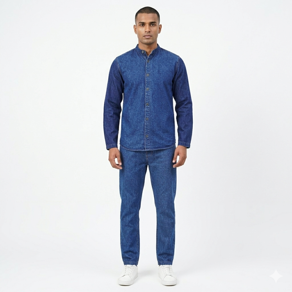 Contrast Arm's Denim Dress