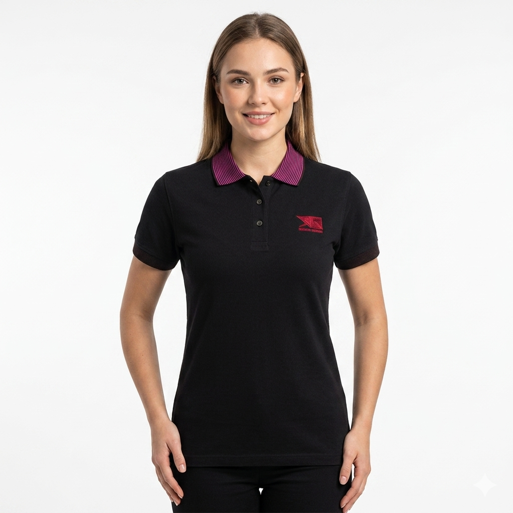 Black Acid Washed Contrast Collar Polo Shirt