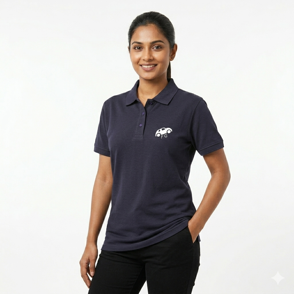 Momen's Navy acid washed Polo Shirt