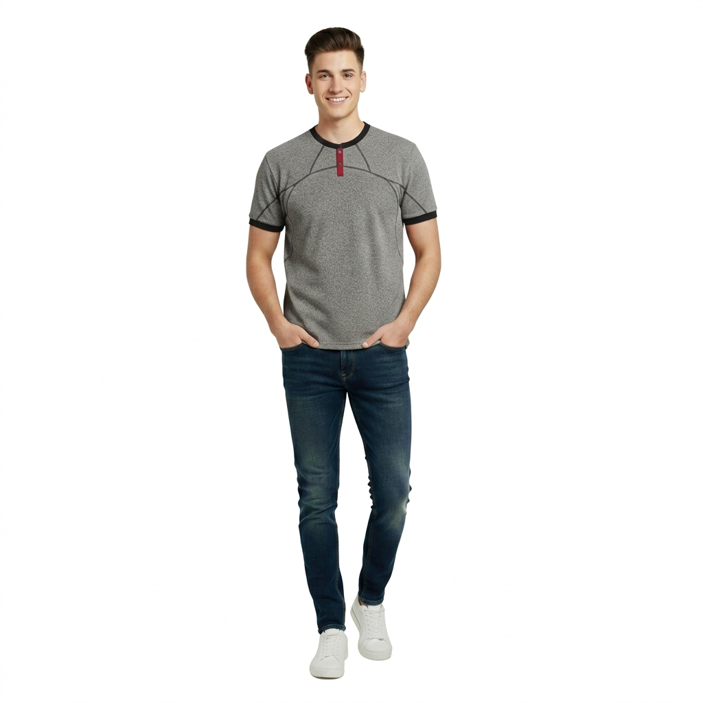 Thermal 2-Button Henley Raglan Short Sleeve T-Shirt