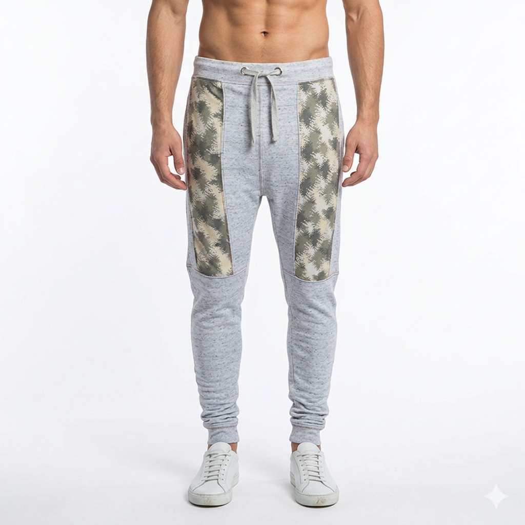Camouflage Summer Trousers With Center Panel