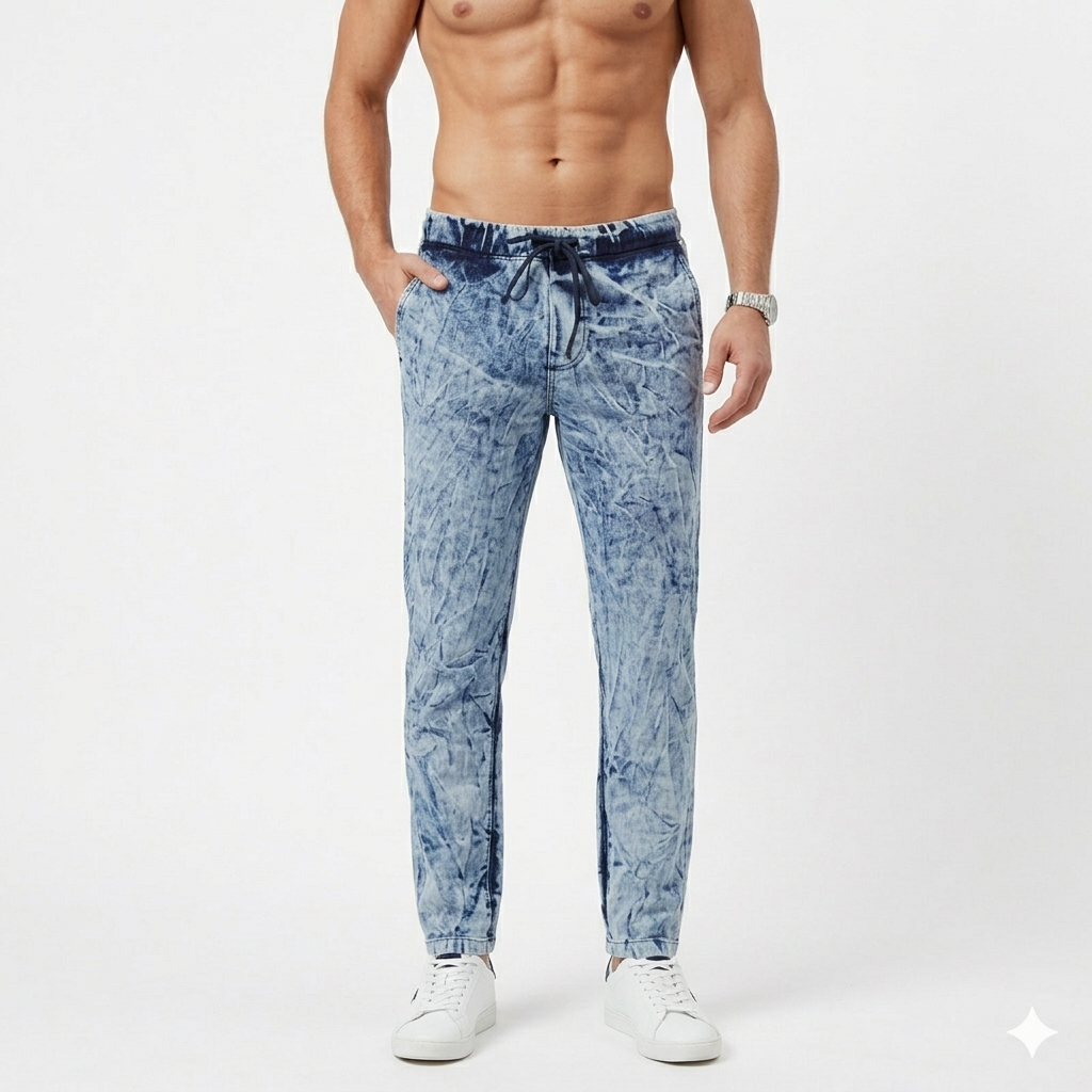 Denim Tie & Dye cloudy look Trouser