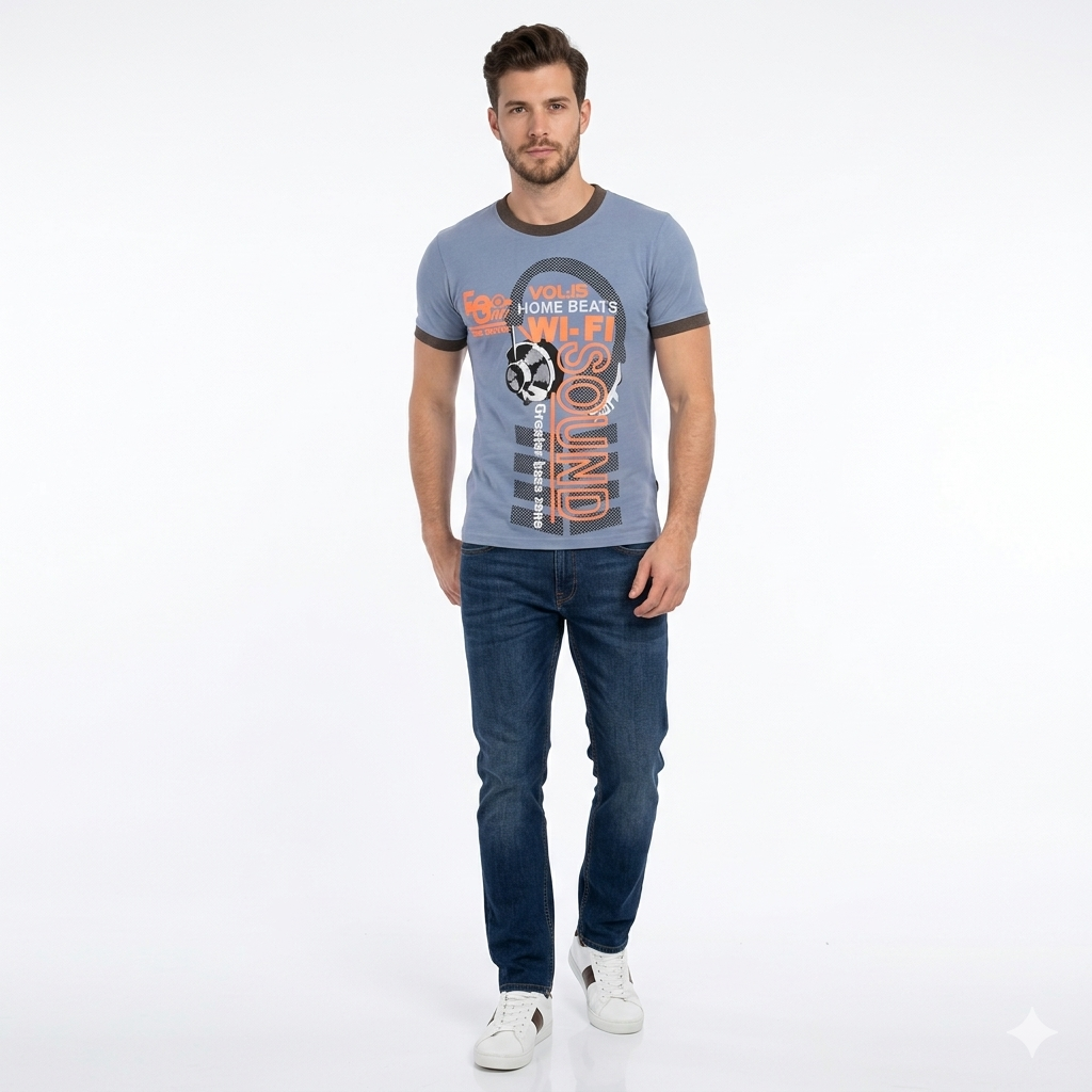 3-tune Dyed MEN Chest Printed Tee Shirt