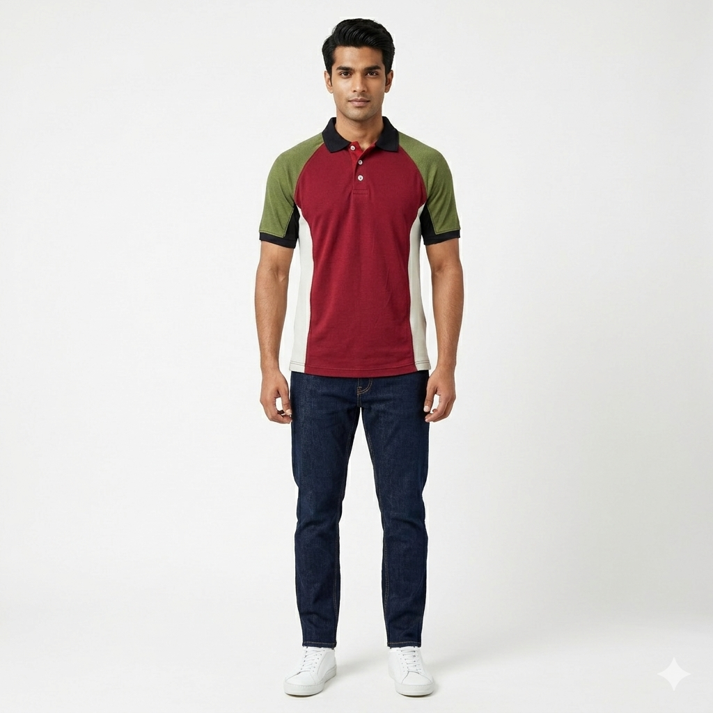 S/J Side Panal Raglan Polo Shirt