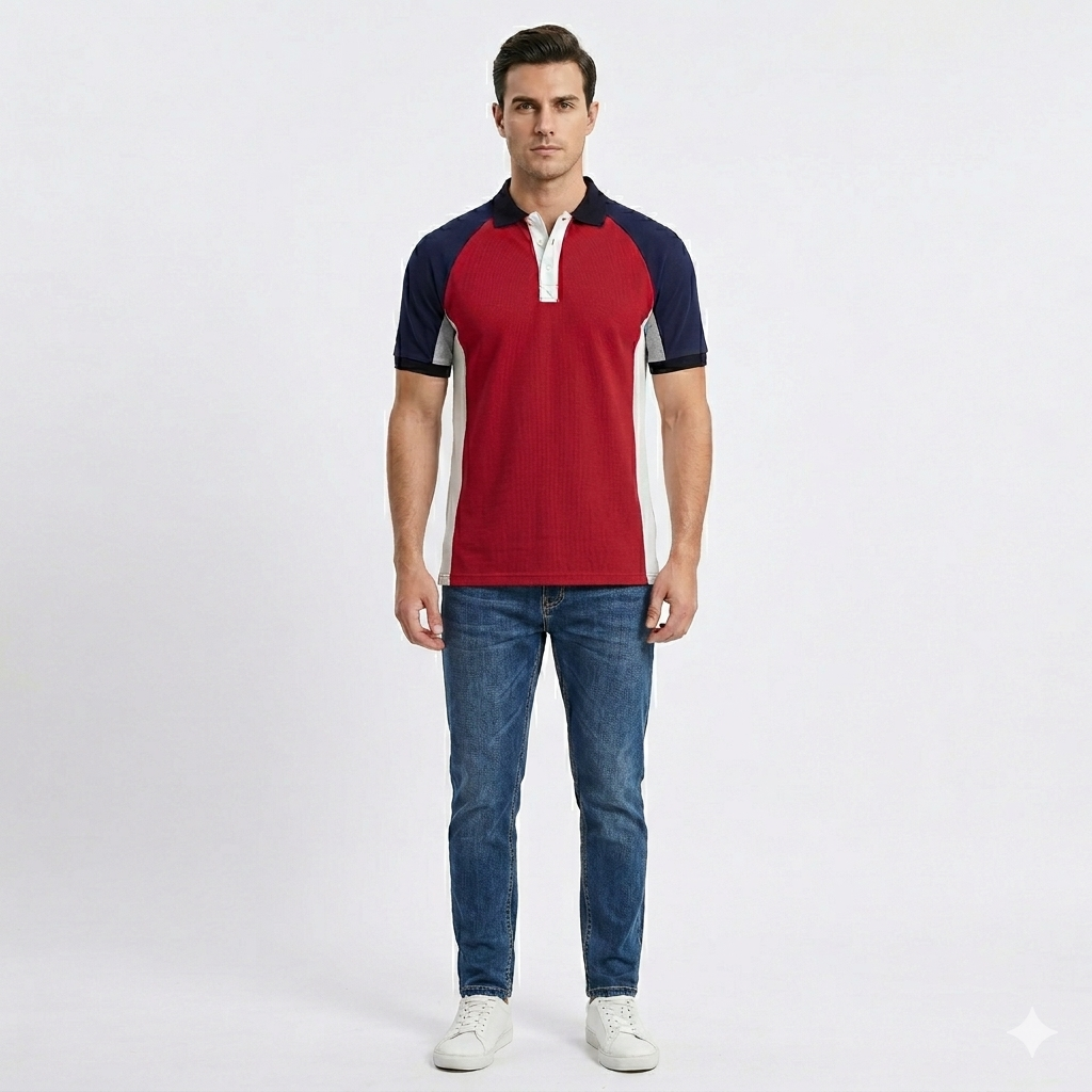 S/J Side Panal Raglan Polo Shirt
