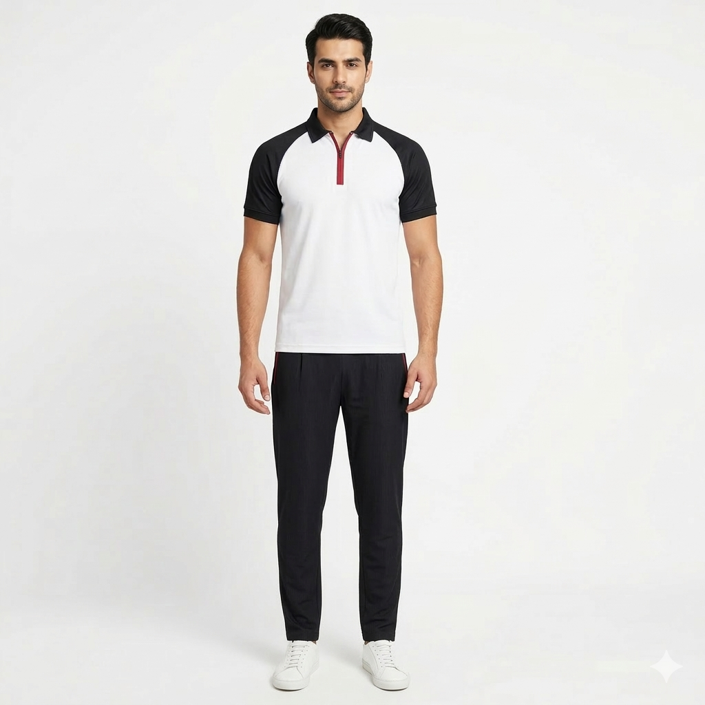 4-Way Stretch Pajama Pant & Polo Shirt Tracksuit