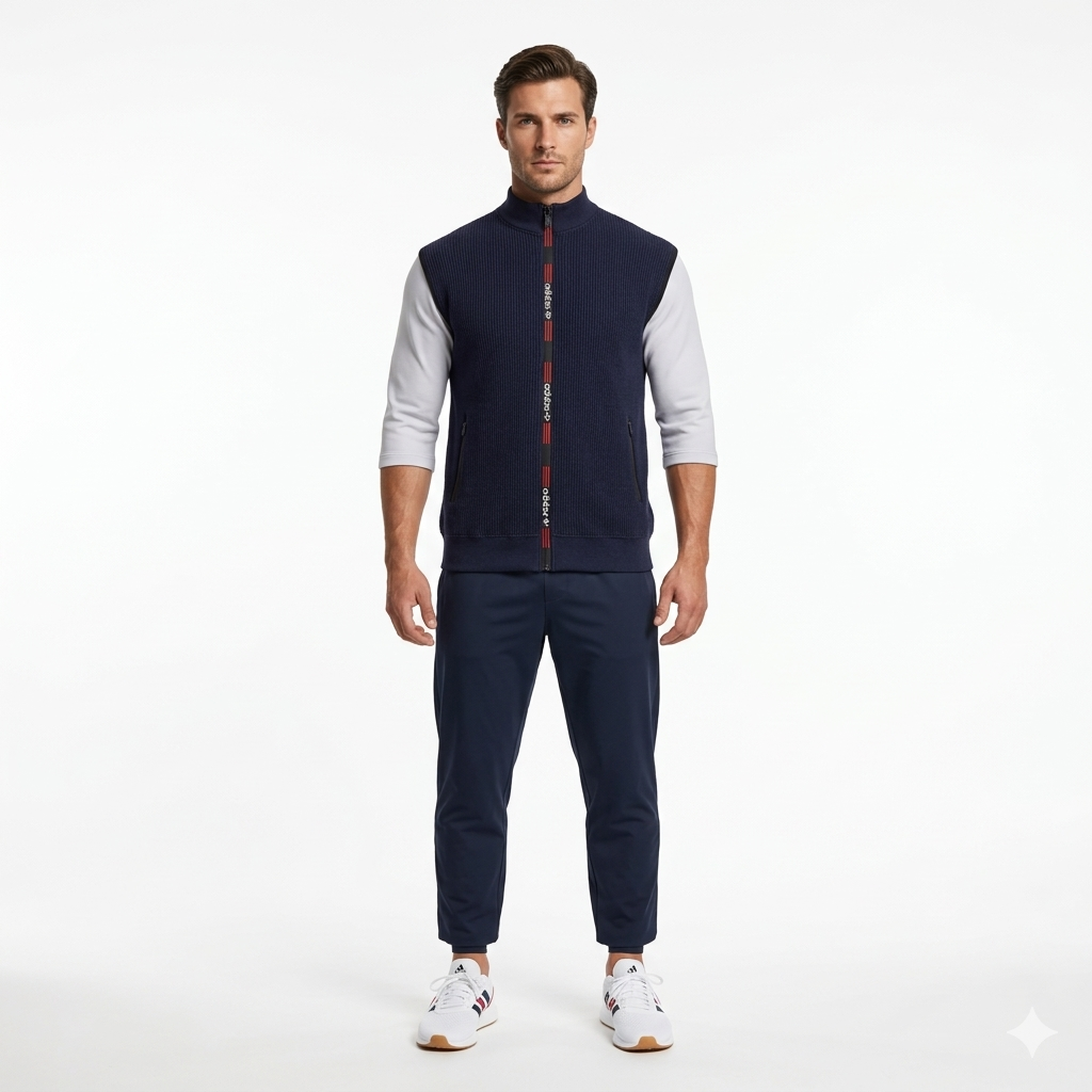 Men’s Full-Zip Sleeveless Rib Sweatshirt