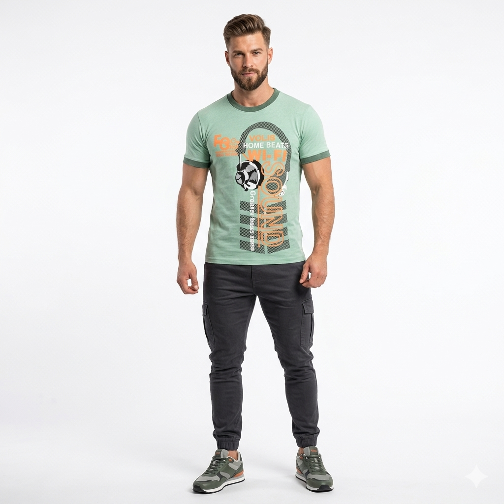 3-tune Dyed MEN Chest Printed Tee Shirt