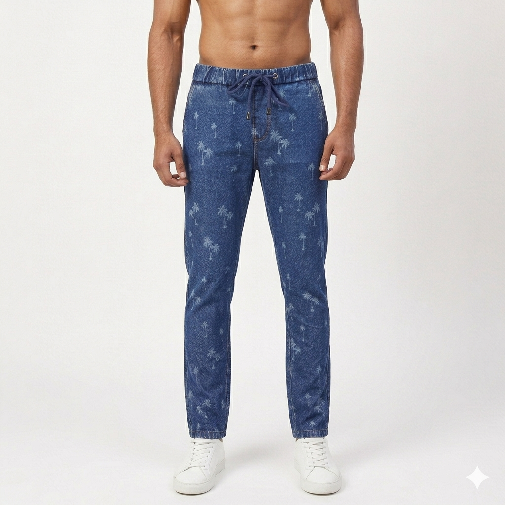 Plants Effect Denim Trouser