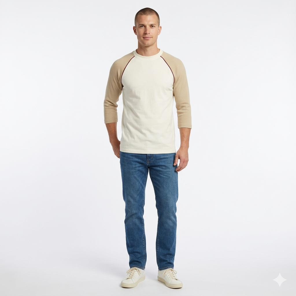 T Shirt With Rib Long Sleeve