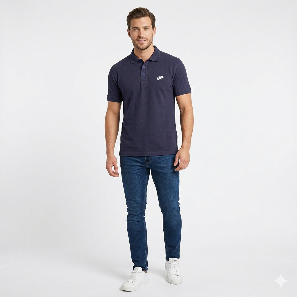 Navy acid washed Polo Shirt