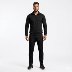 4-Way Stretched Full Zip Long Sleeve Polo Shirt With Trouser Tracksuit