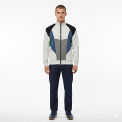 Full Zip Long Sleeve Multi Panal Sweatshirt