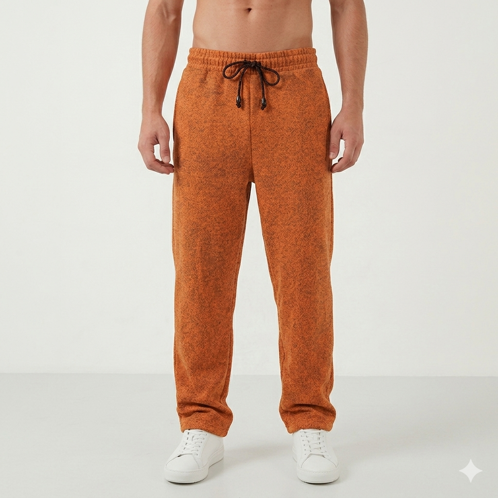 Oversized Ribbed Knit Street-Joggers – Burnt Orange