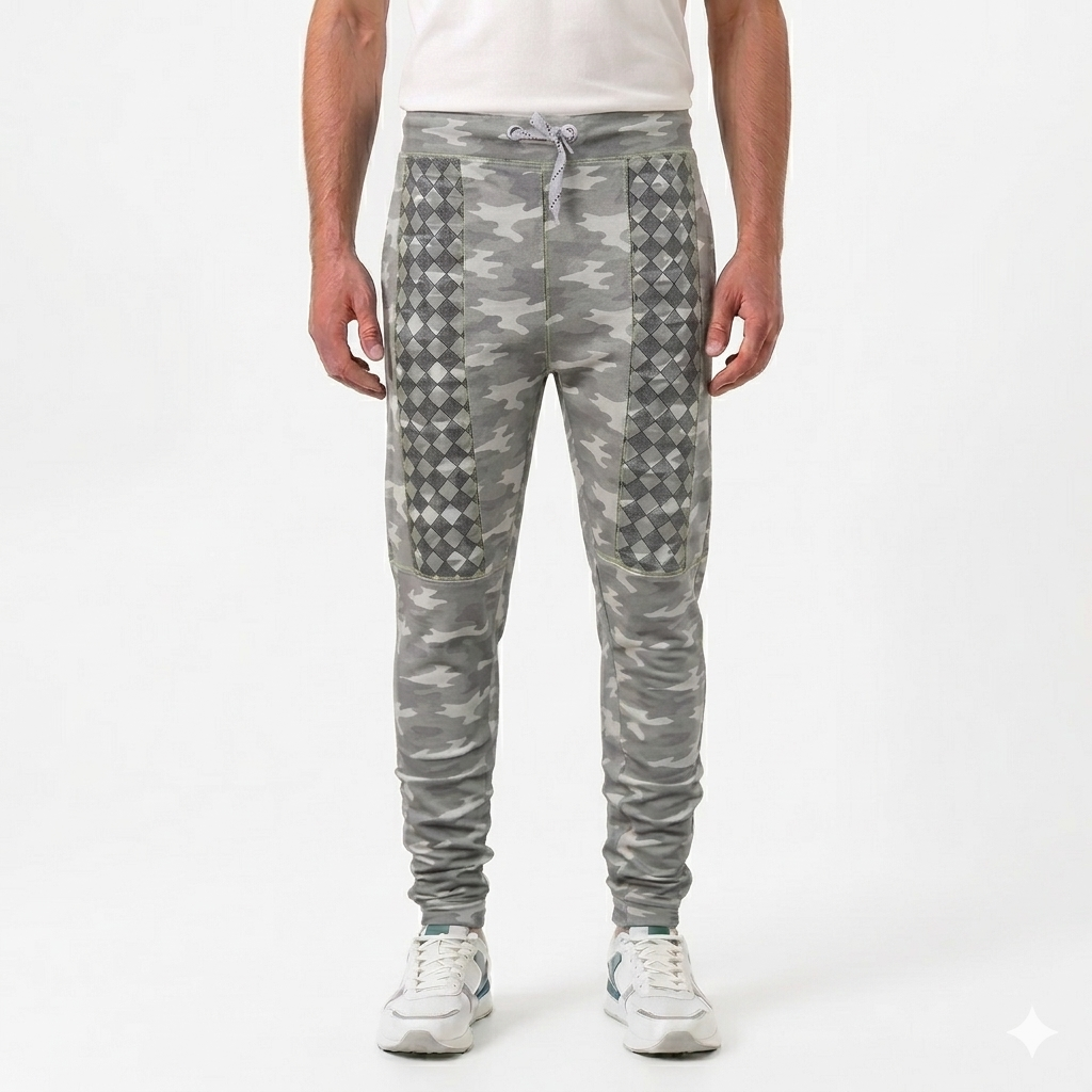Camouflage Summer Trousers With Center Panel