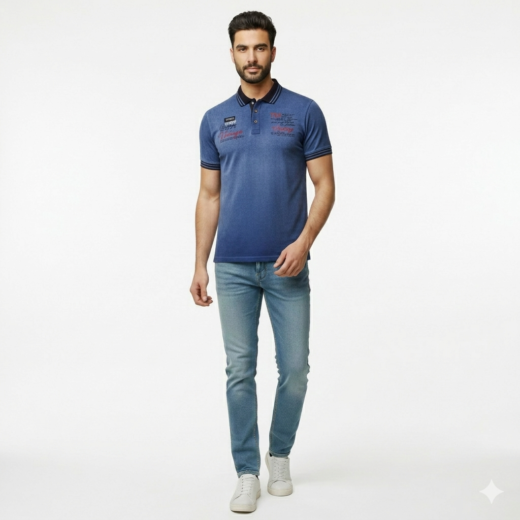 Sky Blue Shaded Polo Shirt