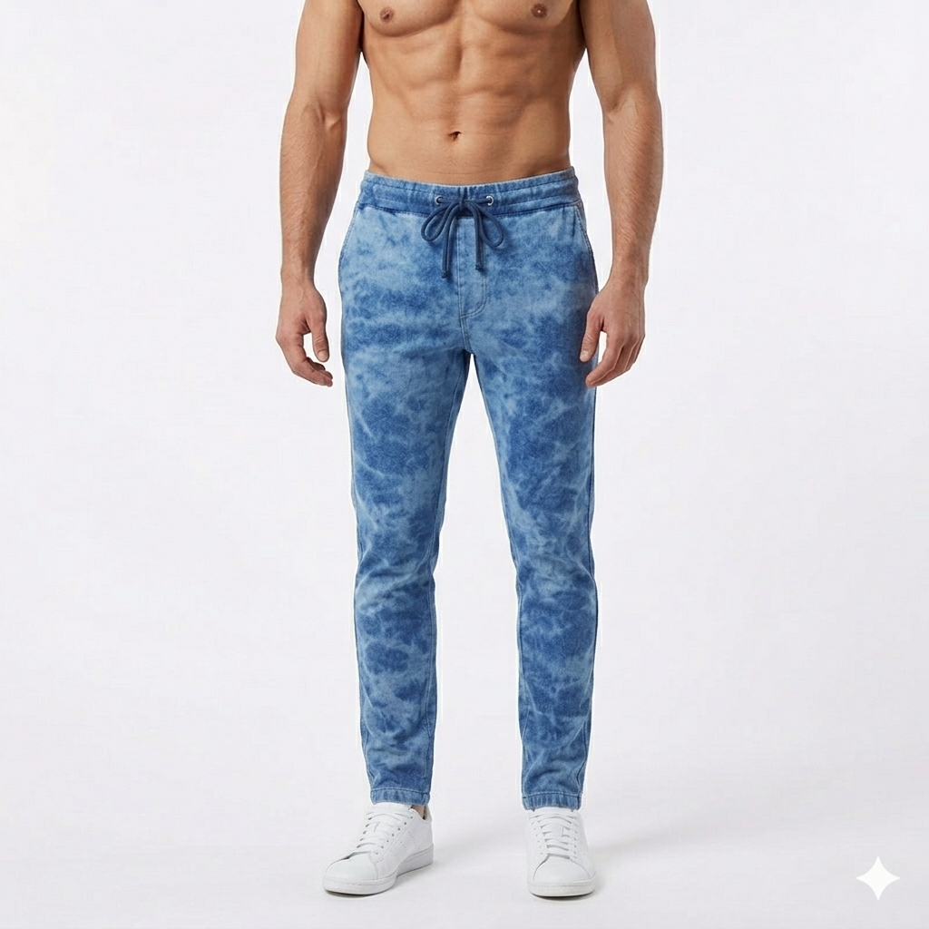 Denim Tie & Dye cloudy look Trouser
